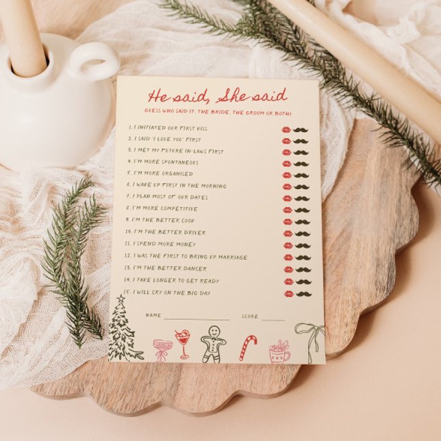 Carte de jeu de Noël 'Il a dit, Elle a dit' (Créateur téléchargé)