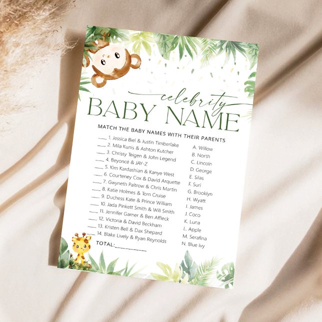 Carte de jeu de noms de bébés de célébrités sur le (Créateur téléchargé)