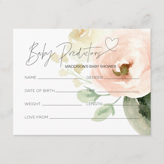 Carte de jeu de prédiction de Baby shower rose (Devant)