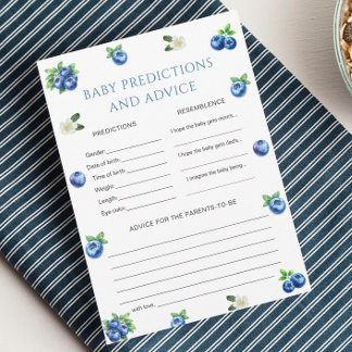 Carte de jeu de prédiction pour bébé à la baby sho
