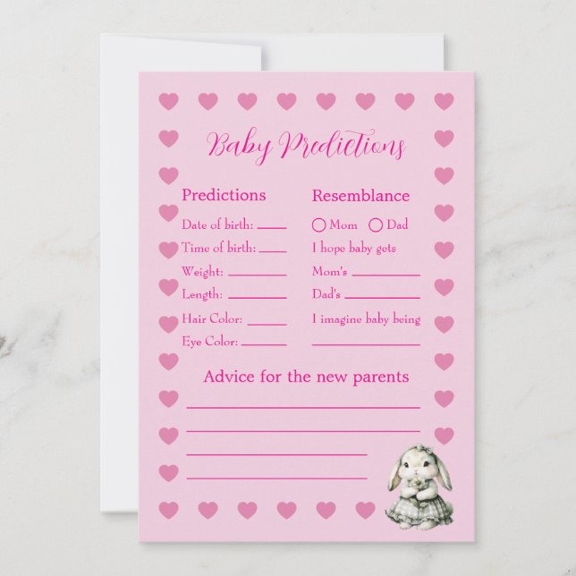 Carte de jeu de prédiction pour la fête de bébé fi (Devant)