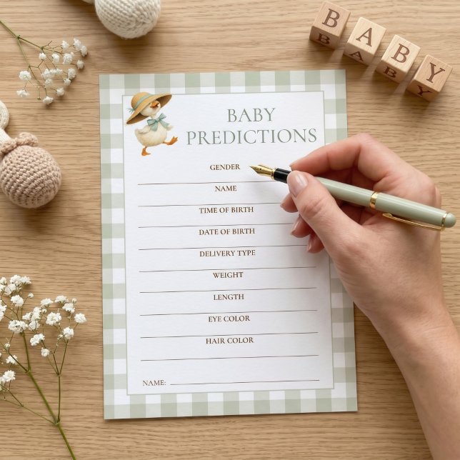 Carte de jeu de prédictions en vichy pour bébé Goo (Créateur téléchargé)