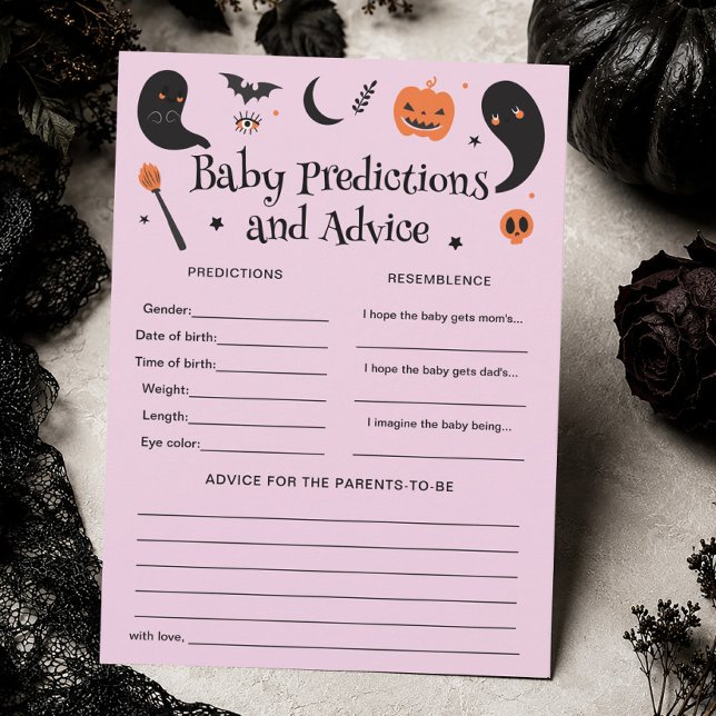 Carte de jeu de prédictions pour Baby Shower Hallo (Créateur téléchargé)