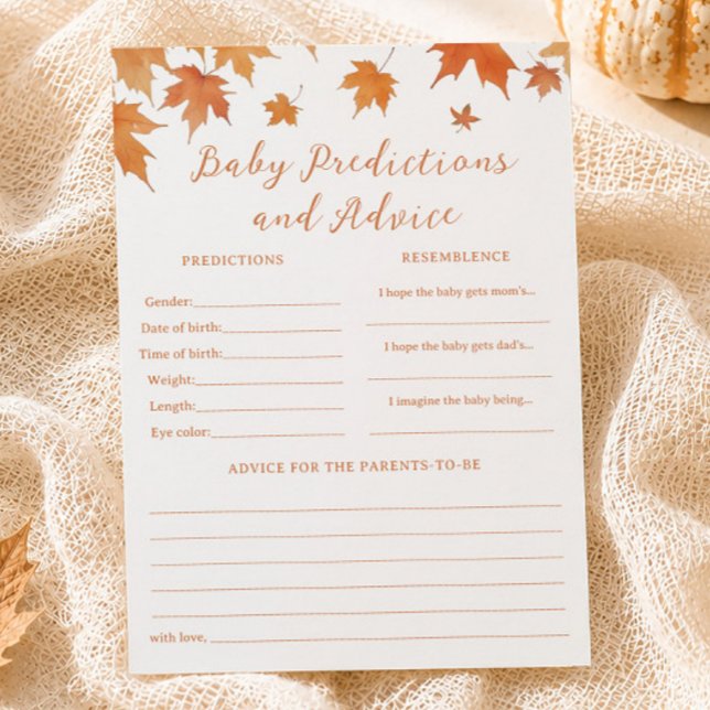 Carte de jeu de prédictions pour bébé à la Baby Sh (Créateur téléchargé)