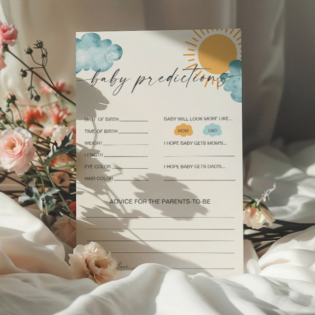 Carte de jeu de prédictions pour bébé pour la fête (Créateur téléchargé)