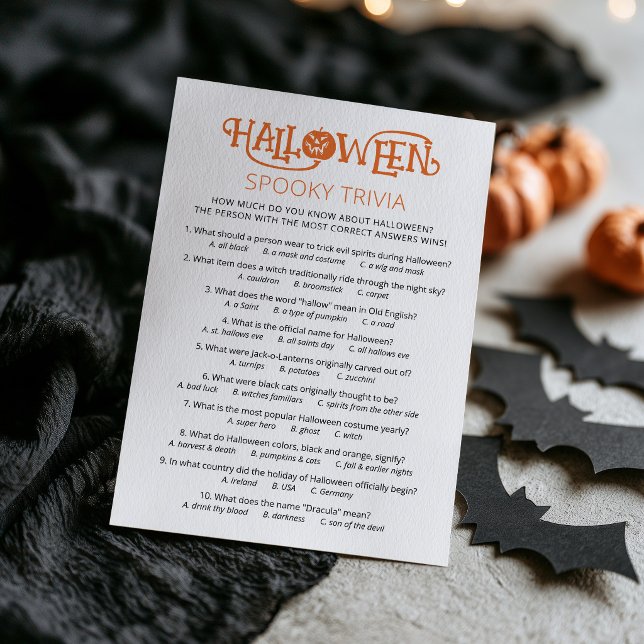 Carte de jeu de quiz Halloween (Halloween Trivia Quiz Party Game)