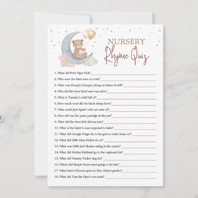 Carte de jeu de quiz sur les comptines pour Over t (Devant)