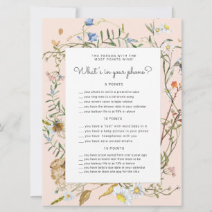 Carte de jeu de téléphone de Baby shower rustique