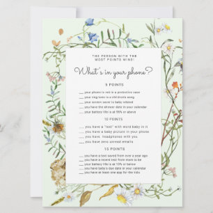 Carte de jeu de téléphone de Baby shower rustique