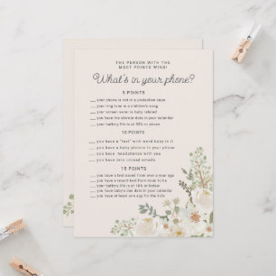 Carte de jeu de téléphone pour Baby Shower sur le 