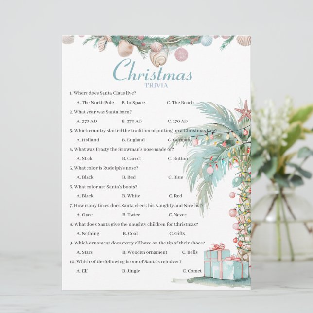 Carte de jeu de trivia de Noël côtier (Debout devant)