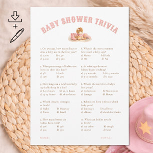 Carte de jeu de trivia imprimable pour Baby Shower