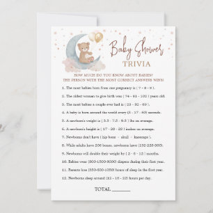 Carte de jeu de trivia pour Baby Shower Au-Dessus 
