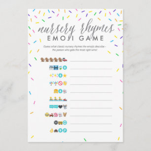 Carte de jeu d'Emoji de baby shower - comptines