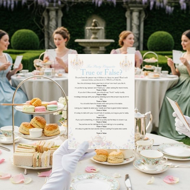 Carte de jeu d'étiquette pour le thé raffiné (Fancy Tea Etiquette Game Card)