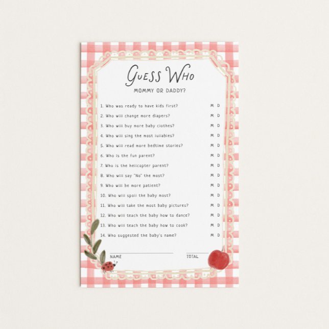 Carte de jeu « Devine qui » pour Baby Shower sur l (Créateur téléchargé)