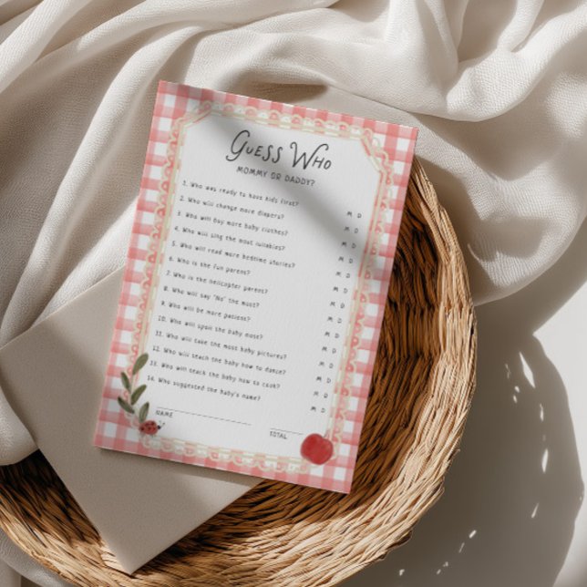 Carte de jeu « Devine qui » pour Baby Shower sur l (Créateur téléchargé)