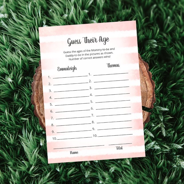 Carte de jeu devinez leur âge Lapin Blanc Rose (Créateur téléchargé)