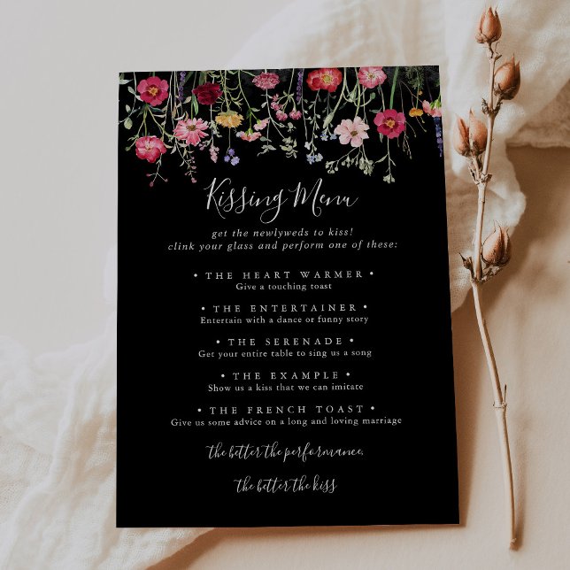 Carte de jeu du Mariage fleur sauvage Kissing Menu (Créateur téléchargé)
