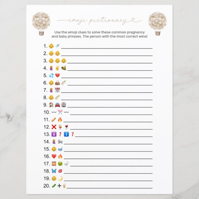 Carte de jeu Emoji à ballon à air chaud Boho doubl (Devant)