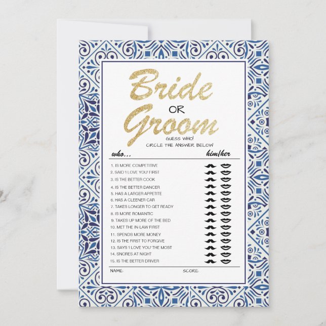 Carte de jeu entièrement modifiable Mariée ou Mari (Devant)