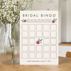 Carte de jeu Fête des mariées Bingo   Floral rose