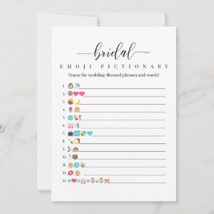 Carte de jeu Fête des mariées Emoji Pictionary