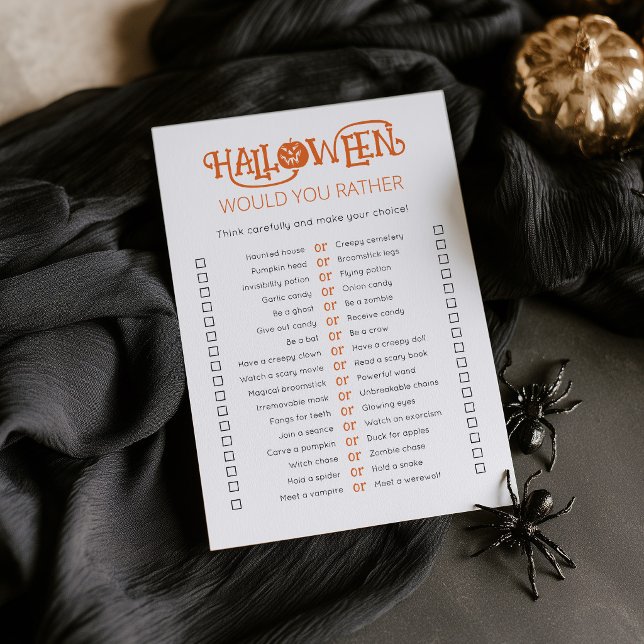 Carte de jeu Halloween « Préféreriez-vous » modifi (Halloween Would You Rather game)