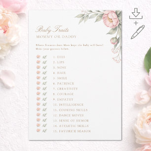 Carte de jeu imprimable pour bébé en fleurs Traits
