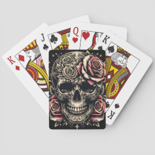 Carte de jeu, jeu de poker - Crâne et Rose