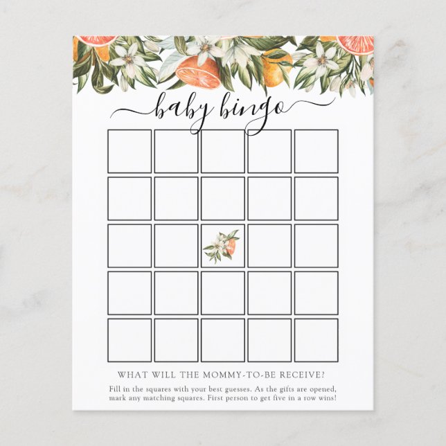 Carte de jeu Little Cutie Baby shower Bingo (Devant)