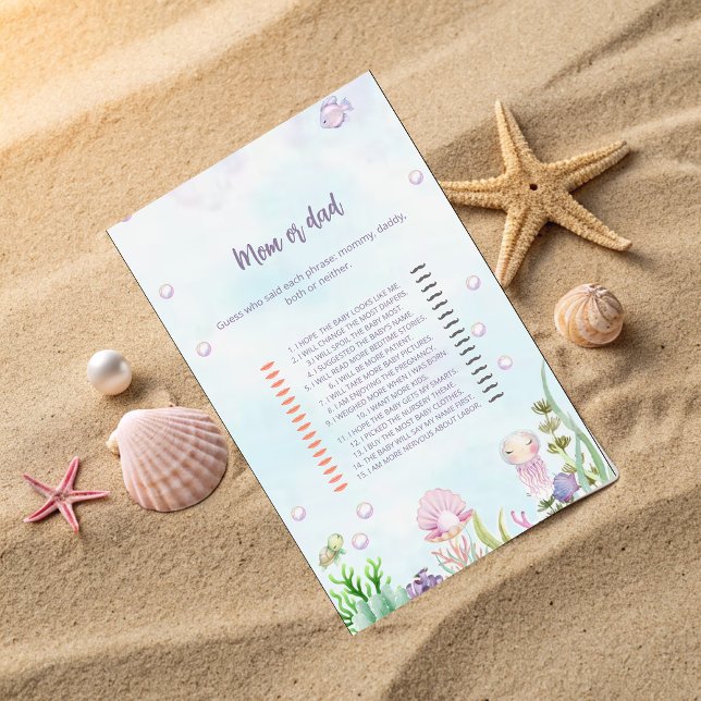 Carte de jeu Maman ou Papa - Baby shower perles (Créateur téléchargé)