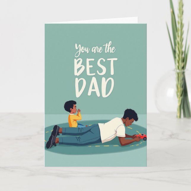 Carte de jeu "Meilleur papa" sarcelle (Devant)