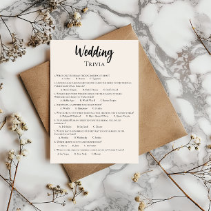 Carte de jeu minimaliste Mariage Trivia