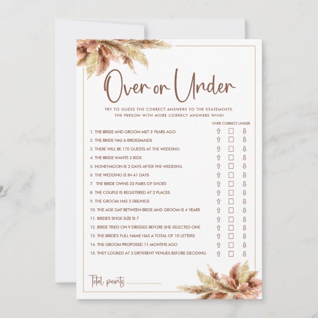 Carte de jeu Pampas Grass Over & Under Fête des ma (Devant)