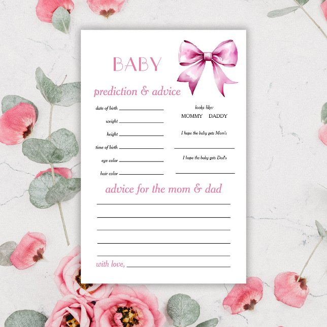 Carte de jeu Pink Bow Baby Prediction and Advice (Créateur téléchargé)
