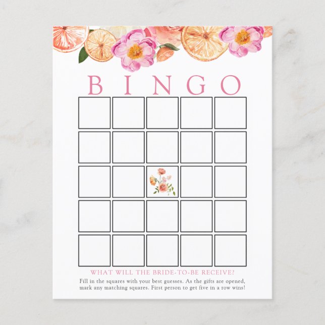 Carte de jeu Pink Citrus Bride Bingo (Devant)