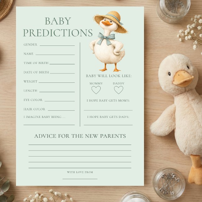 Carte de jeu pour Baby Shower avec prédictions de  (Créateur téléchargé)