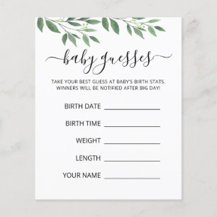 Carte de jeu pour Baby Shower : Bébé devine