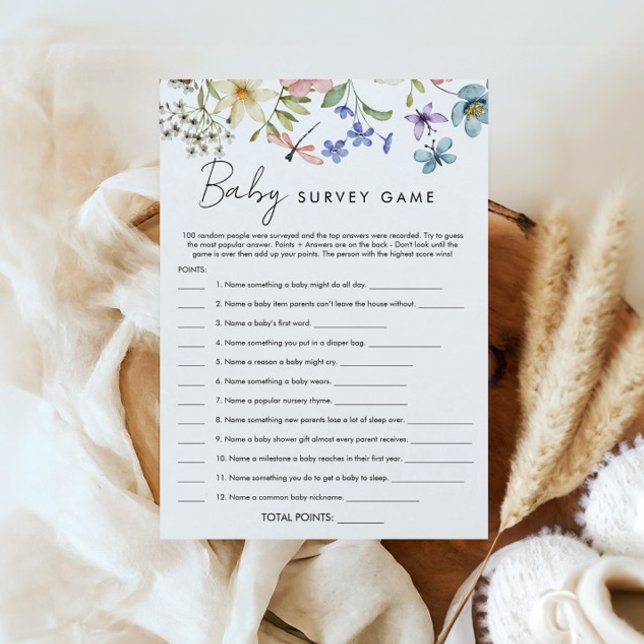 Carte de jeu pour baby shower 'Bébé en fleurs' (Créateur téléchargé)