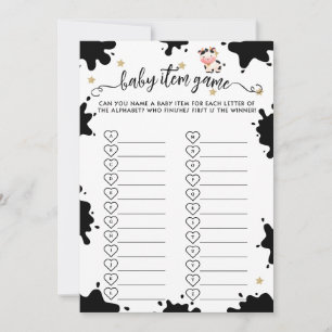 Carte de jeu pour Baby shower bébé Saint-Vache