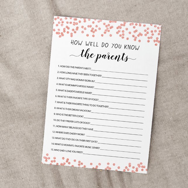 Carte de jeu pour Baby Shower : Connaissez-vous bi (Créateur téléchargé)