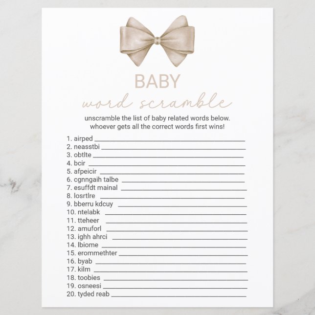 Carte de jeu pour Baby Shower, Double Face Bohème  (Devant)