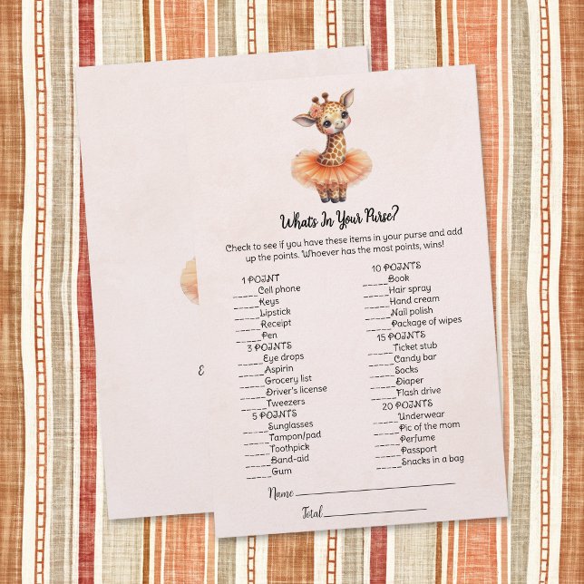 Carte de jeu pour Baby Shower "Girafe Qu'est-ce qu (Créateur téléchargé)