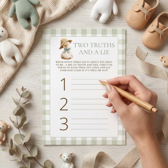 Carte de jeu pour Baby Shower 'Goose Gingham 2 Vér (Créateur téléchargé)