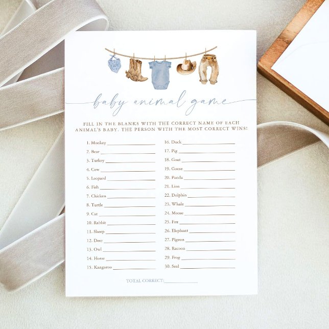 Carte de jeu pour baby shower 'Petit bébé cowboy' (Créateur téléchargé)
