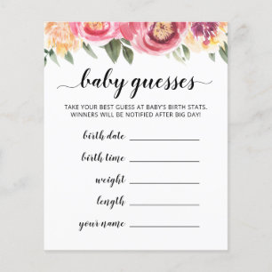 Carte de jeu pour Baby Shower - Prédiction bébé