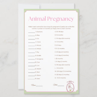 Carte de jeu pour Baby Shower Rose Goose sur les A