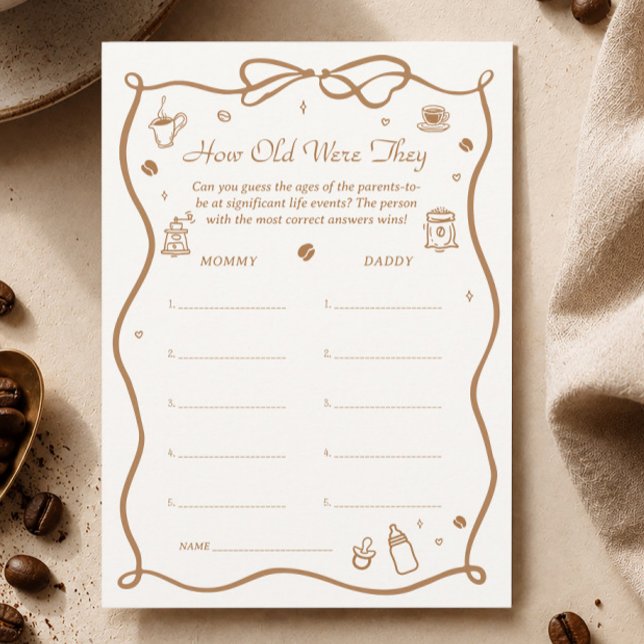 Carte de jeu pour Baby Shower sur le thème du café (Créateur téléchargé)