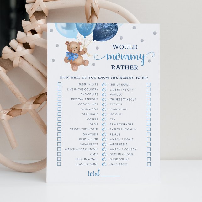 Carte de jeu pour Baby Shower 'Would Mommy Rather' (Créateur téléchargé)